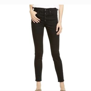 Madewell 9" Mid-Rise Skinny Jeans  Black: Button-Through Edition